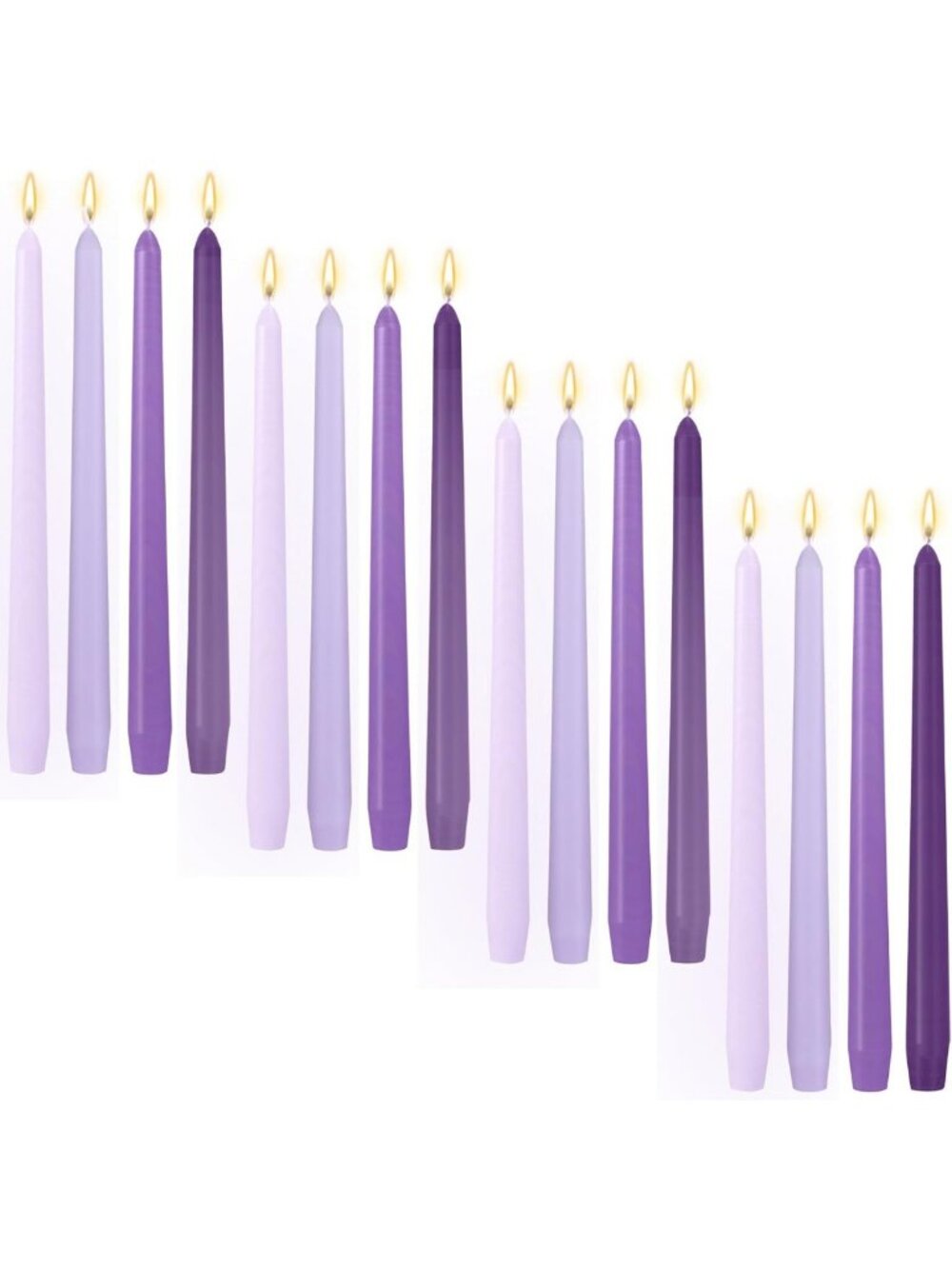 32 Pcs 10" Smokeless Taper Candles - Gradient Purple Decorative Home Accents